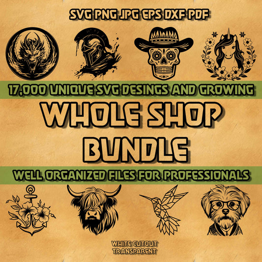70000+ Unique SVG Designs Bundle: Whole Shop Access (Digital Download)